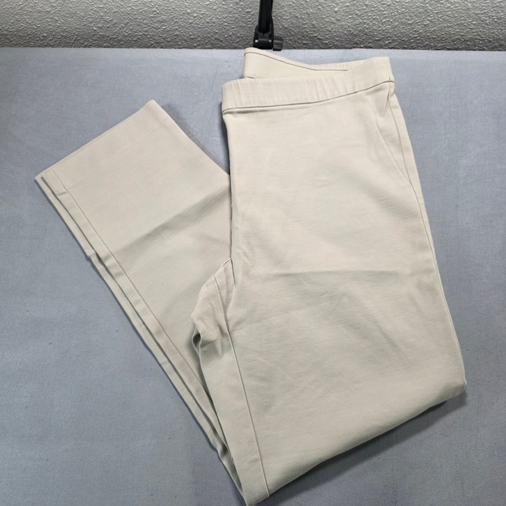 J. Jill Essential Slim Ankle Pants Beige Khaki Pull On Stretch Trousers Size 14*